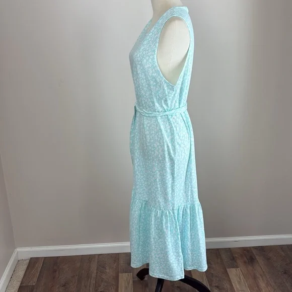 J. Crew Factory Printed knit tie-waist midi dress ditsy floral tiered size xl - Picture 6 of 13